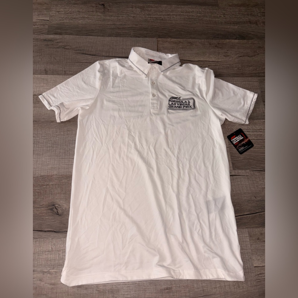 Formula 1 Las Vegas Grand Prix Polo Shirt Men small White F1 Racing Performance